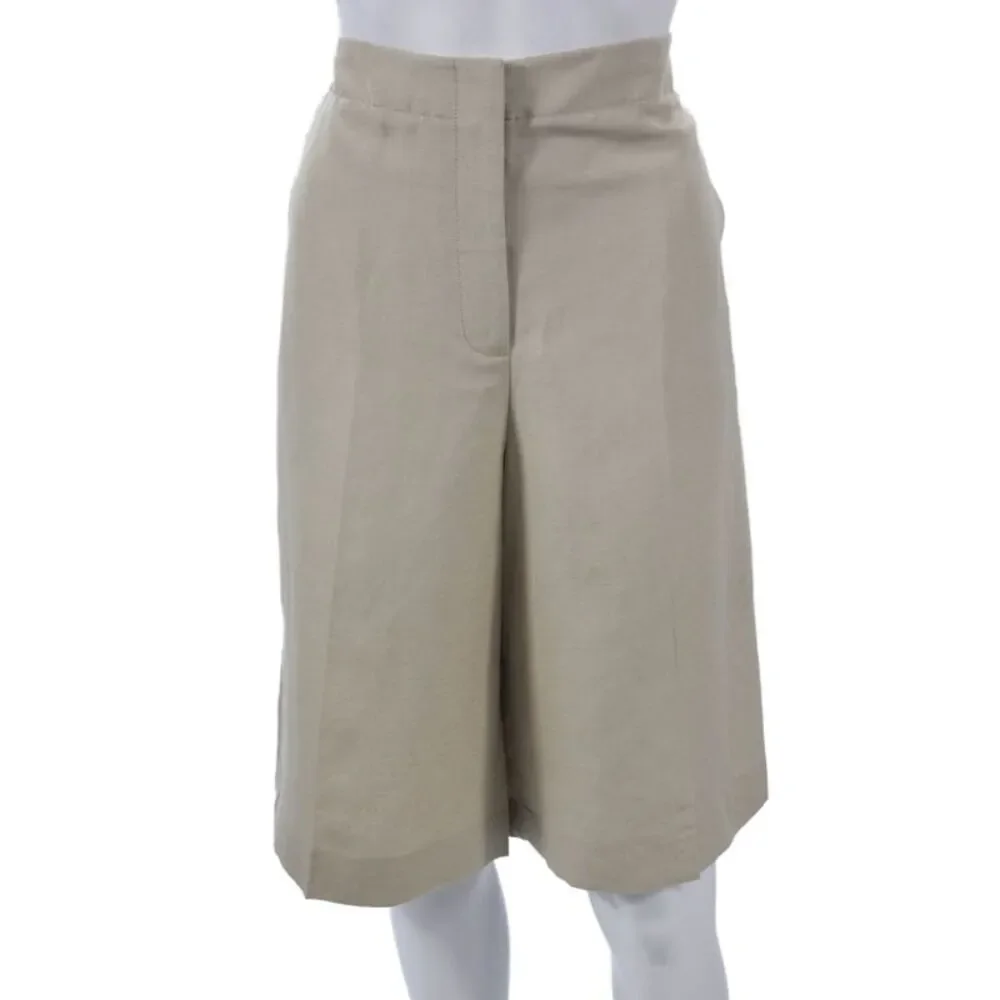 Lafayette 148 New York Womens Silk Culotte Beige Zip Size L